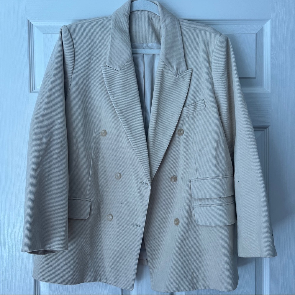 Cream Double-Breasted Blazer